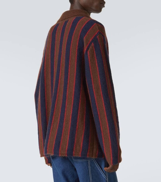 Striped mohair-blend cardigan