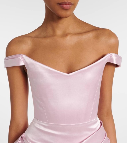 Draped duchess satin minidress
