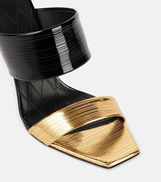 PB patent and mirrored leather mules