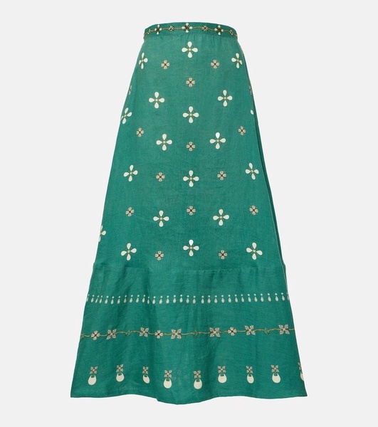 Bel Mar Esmeralda embroidered maxi skirt
