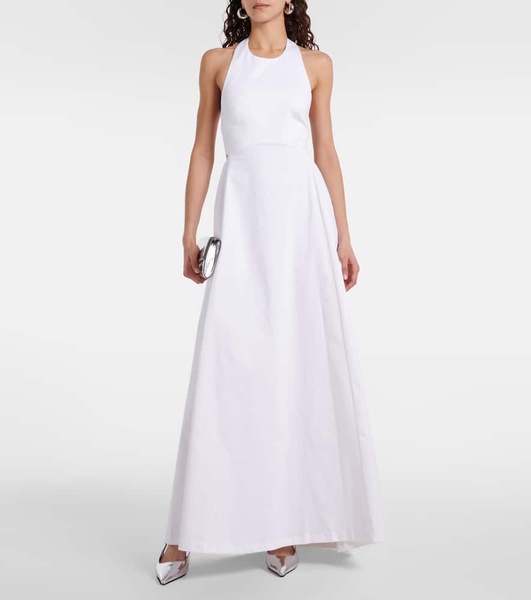 Halterneck cotton-blend maxi dress