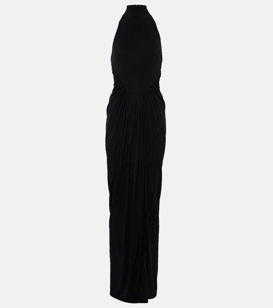 Halterneck draped gown