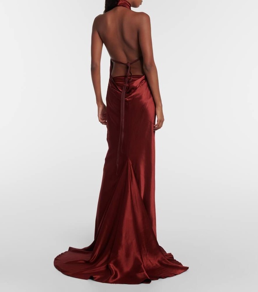 Halterneck satin gown 