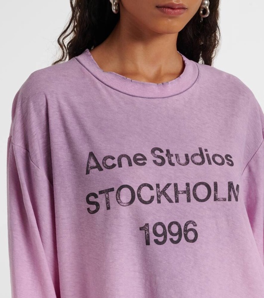 Logo cotton and hemp jersey top