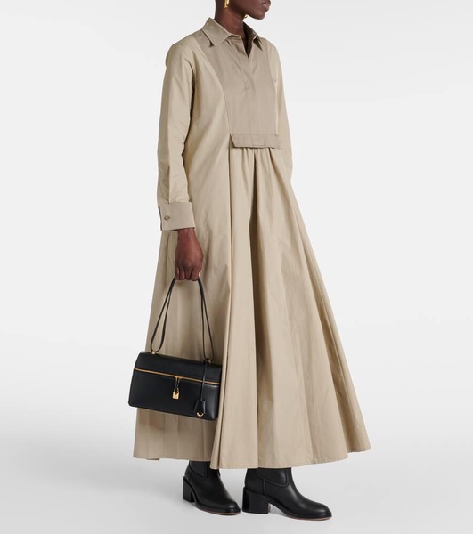 Pleated cotton maxi dress