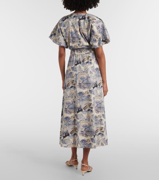 Paulina printed cotton-blend midi dress