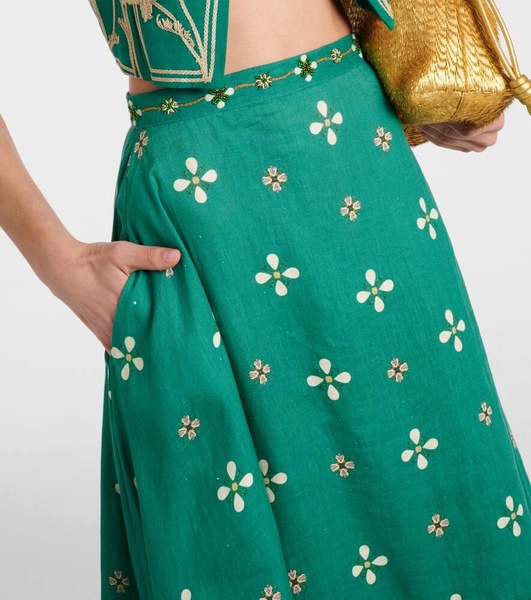 Bel Mar Esmeralda embroidered maxi skirt