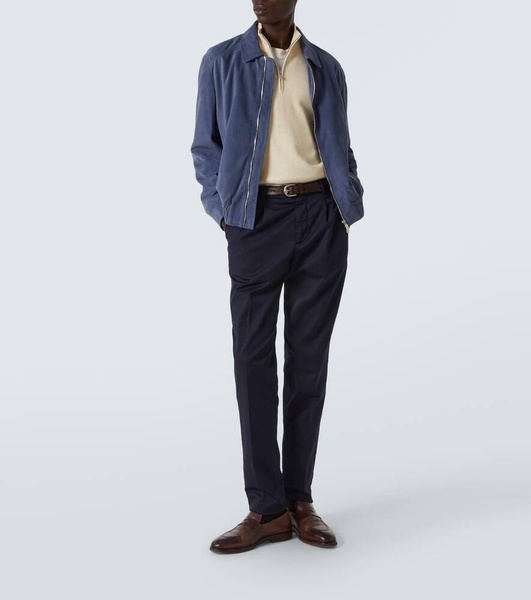 Cotton-blend gabardine slim pants