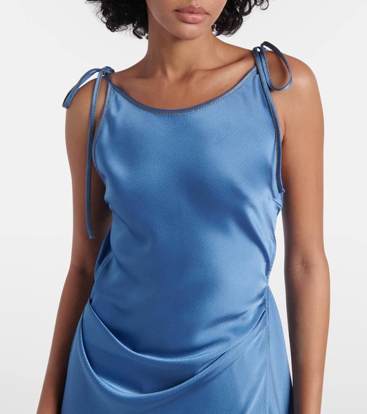 Draped satin maxi dress