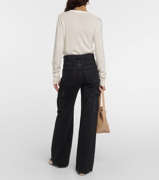 Minka high-rise denim cargo pants