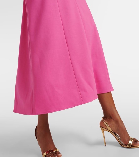 Bustier wool-blend midi dress