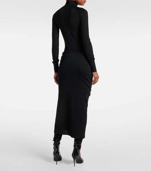 Ruched wool-blend skirt pants