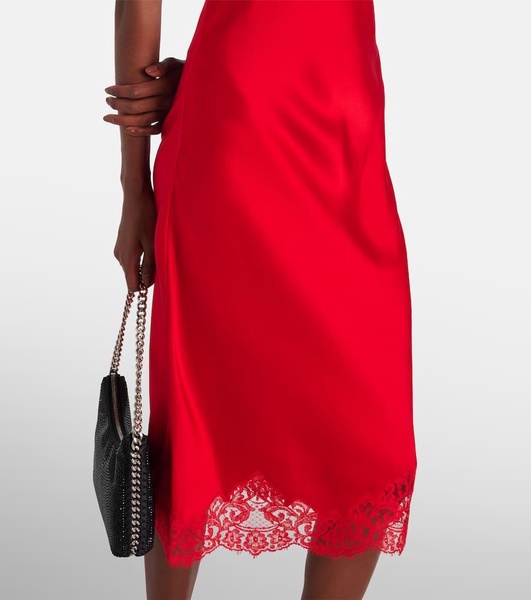 Lace-trimmed satin slip dress