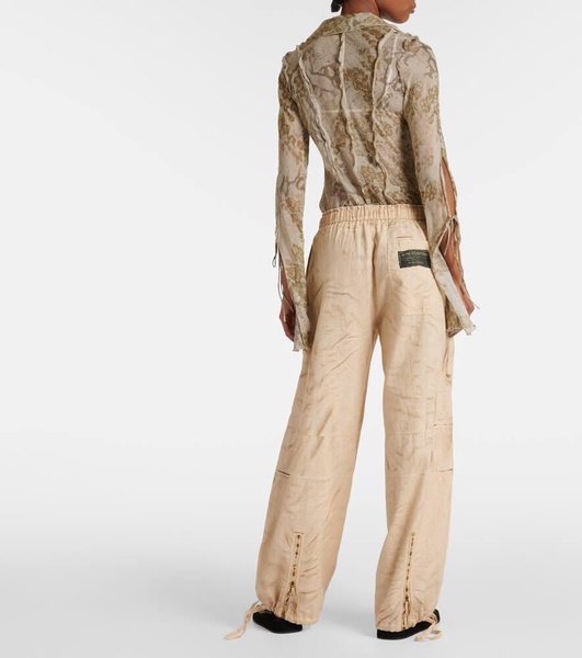 Trompe l'œil linen and cotton cargo pants