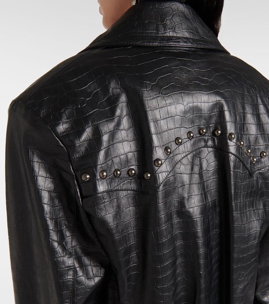 Studded leather biker jacket