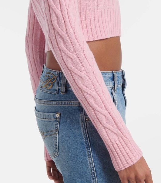 Logo cropped wool and cashmere sweater