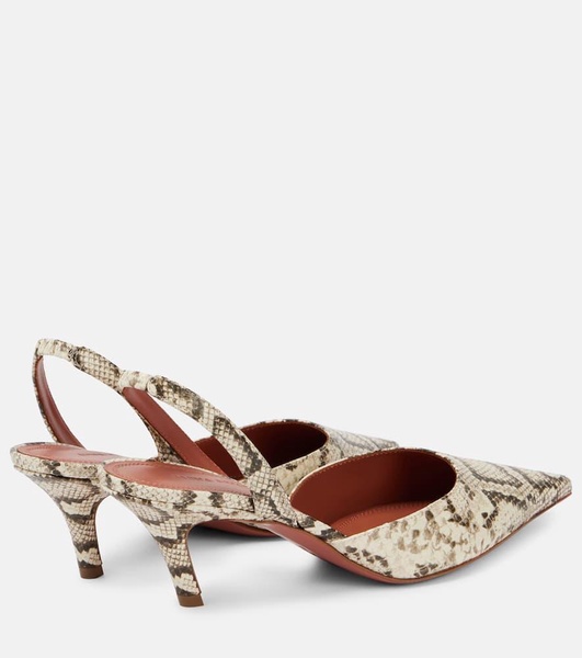 Sofia snake-effect leather slingback pumps