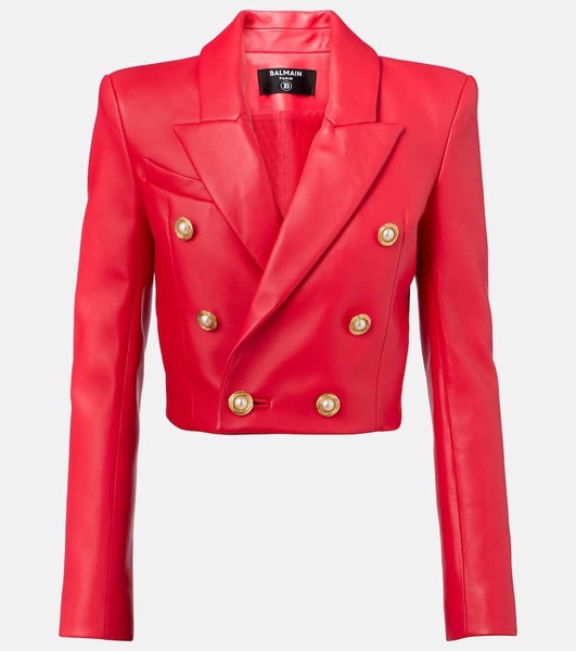 Cropped leather jacket
