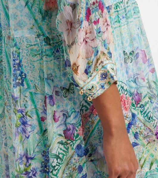 Crystal-embellished silk maxi dress