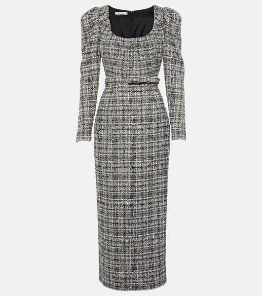 Belted Lurex® tweed midi dress