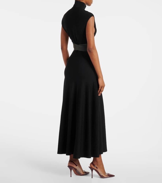 Belted wool-blend maxi dress