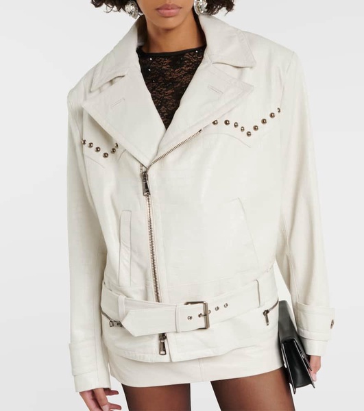 Croc-effect leather jacket