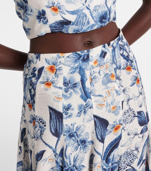Mimosa floral midi skirt