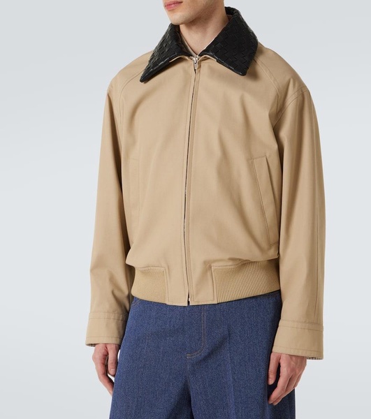 Intrecciato leather-trimmed twill blouson