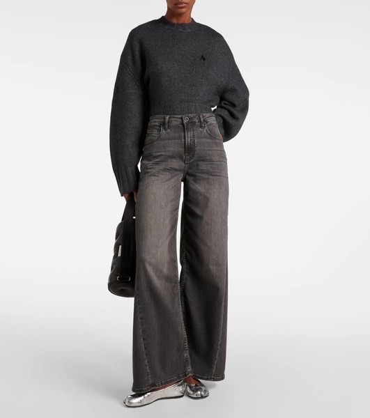 Mid-rise wide-leg jeans