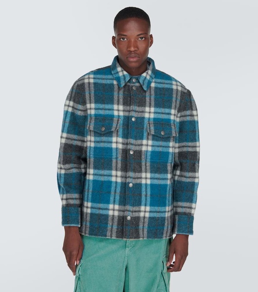 Checked wool and alpaca shirt jacket