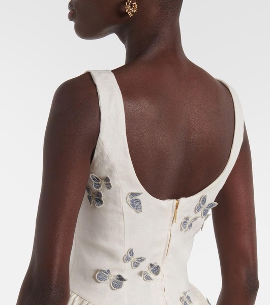 Pluma Lymanopoda appliqué linen corset dress