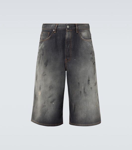Distressed denim shorts