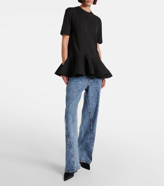 Twisted low-rise wide-leg jeans
