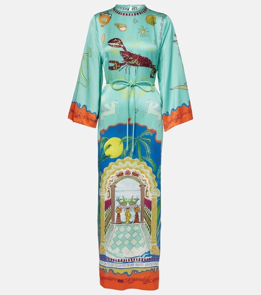 Surrealist silk midi dress