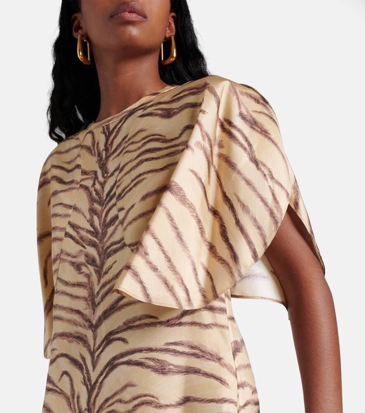Printed silk midi dress