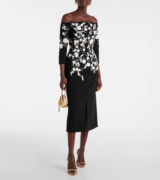 Embroidered off-shoulder midi dress