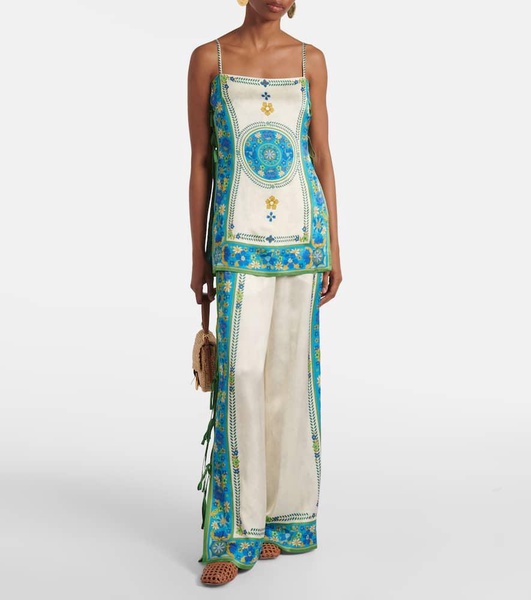 Vivianna printed high-rise wide-leg pants