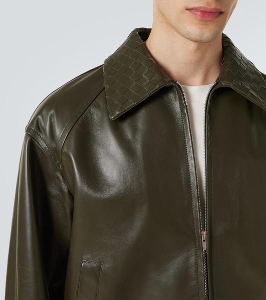 Intrecciato leather blouson