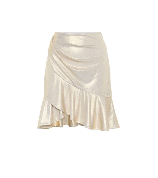 Ruffle-trimmed lamé miniskirt