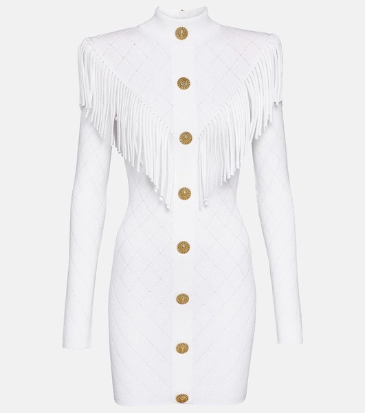 Fringed knit minidress 
