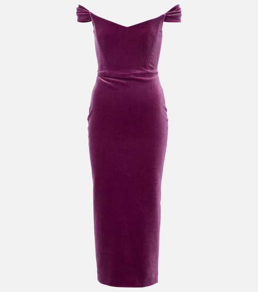Off-shoulder velvet corset dress