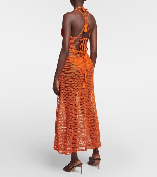 Open-knit cotton maxi dress