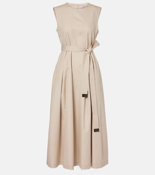 Amina pleated cotton midi dress