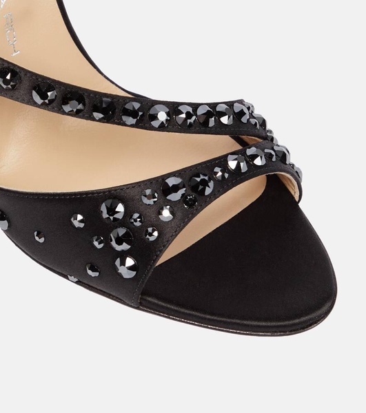 Embellished silk satin sandals