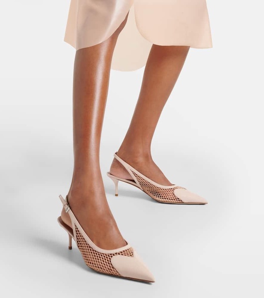 Le Cœur fishnet leather slingback pumps