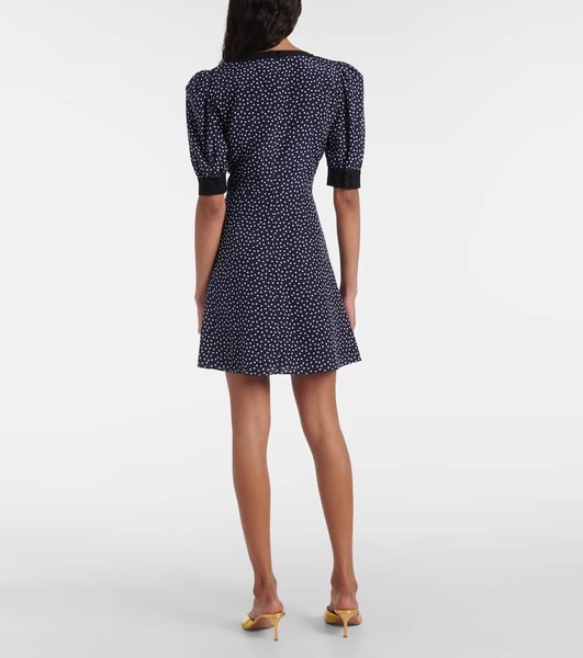 Polka-dot printed silk minidress