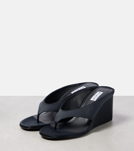 Cube 75 satin wedge thong sandals