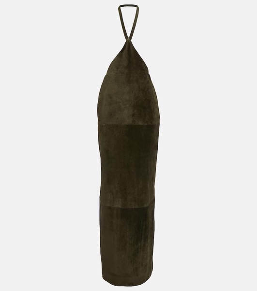 Suede maxi skirt