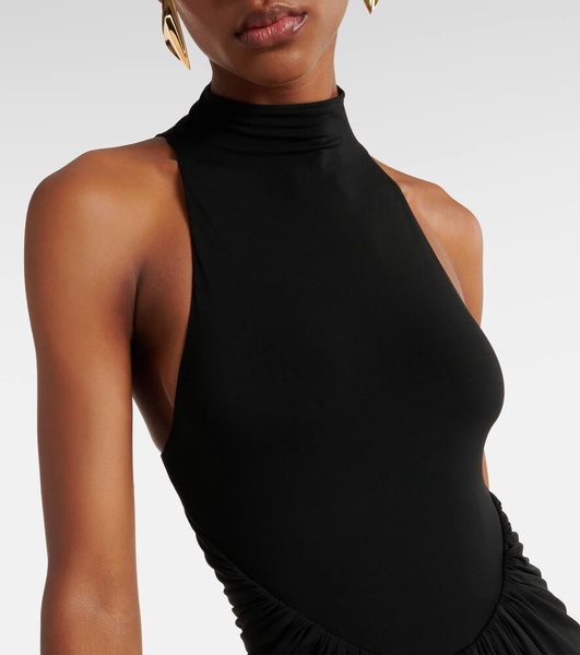 Halterneck draped gown