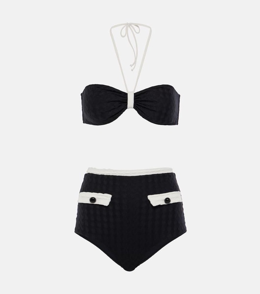 High-rise jacquard bikini 